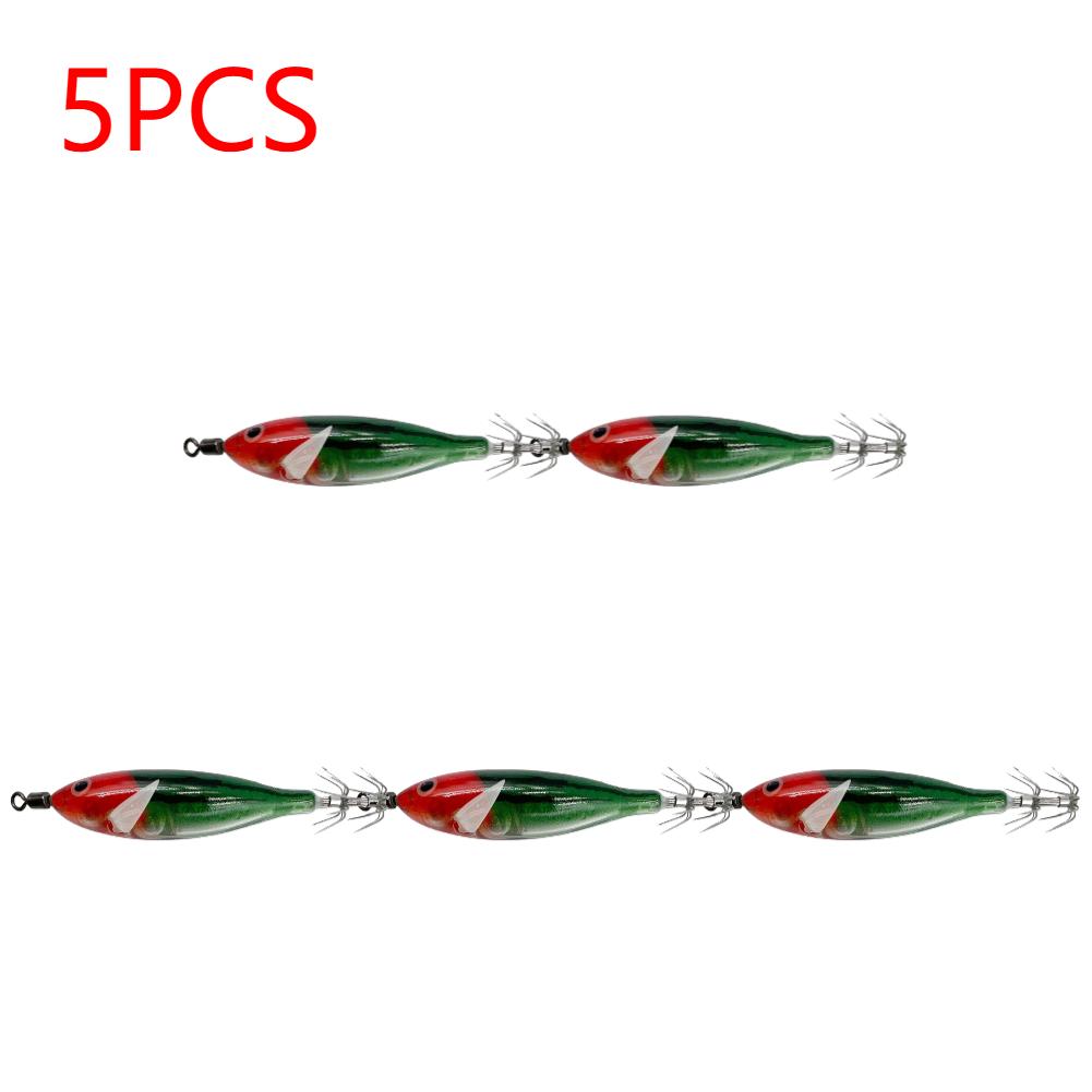 5/10PCS 5.7g 8cm Simulation Glow Wood Shrimp Lure Lead Sinker Shrimp Bait Clamp Hook Squid Hook Sea Fishing Octopus Squid Bait