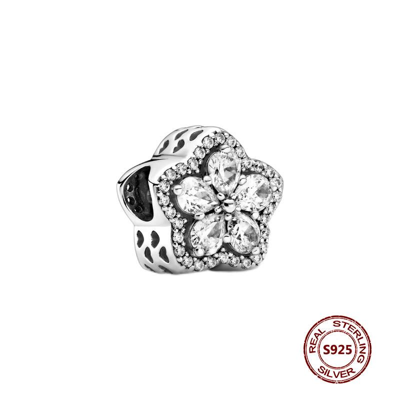 Flower Charms Fit Bracelets Sunflower 925 Silver Tulip Sakura Daisy Rose Flowers Beads DIY Jewelry Making