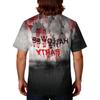 Men's Halloween Print Scrub Top - V-Neck Short Sleeve with Pocket Uniform Work Shirt