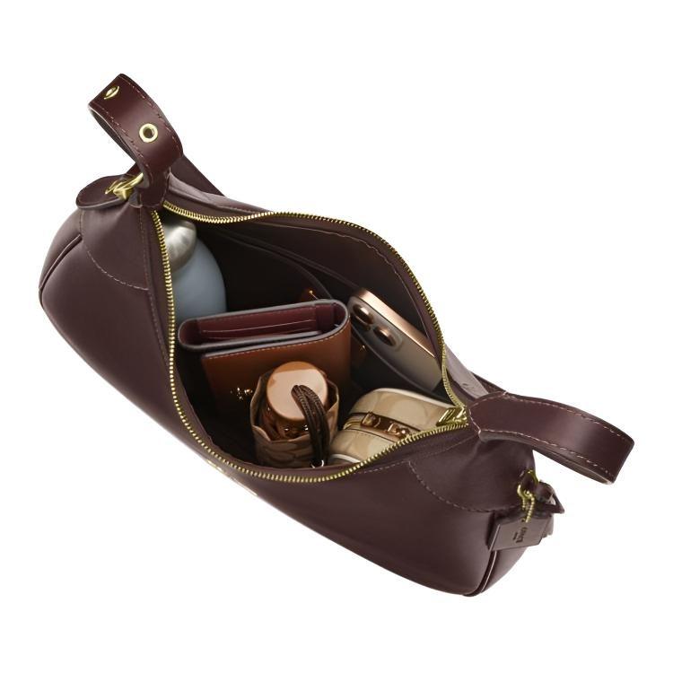 Coach Ella Calfskin Underarm Shoulder Bag Large Women's Dark Coffee Color CCE48-IMXAL