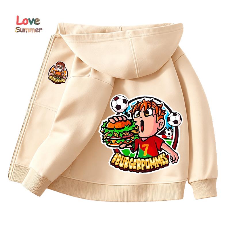 Burgerpommes Icrimax Dětský kardigan Bunda Anime Kreslený Větruvka S kapucí Jaro Podzim Ležérní Tenký svrchní oděv Dětské oblečení Dárek