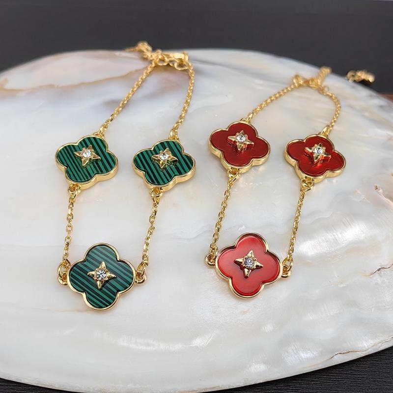 Four-leaf clover bracelet agate malachite women's bracelet fashion commuter versatile jewelry