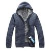 Men's Plus Size Hooded Zipper Knit Fleece Cardigan - European & American Style Sweater Coat Outerwear