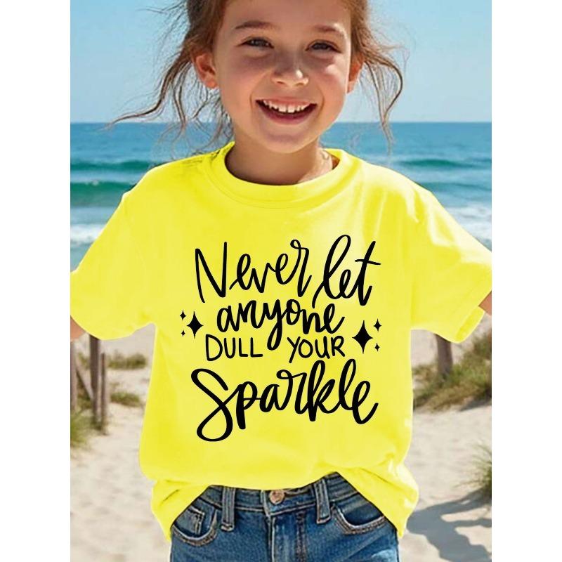 European Size Girls Round-neck Short-sleeved T-shirt with Unique English Patterns