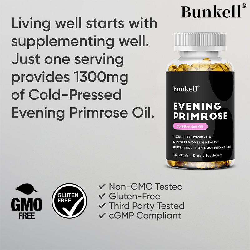Evening Primrose Oil, Gamma Linolenic Acid, 1300mg 120 Capsules Dietary Supplement