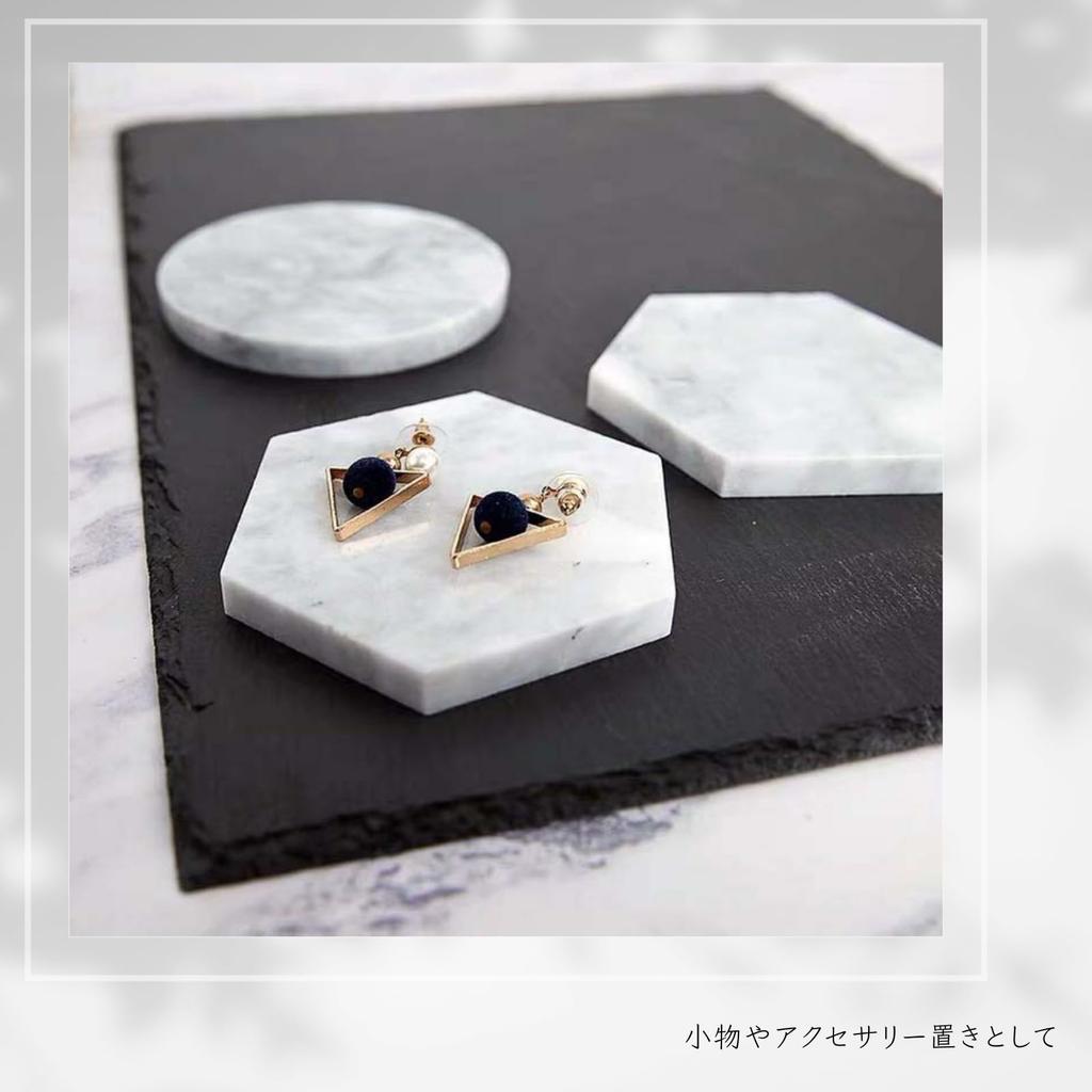 ADOSSY Marble Coasters, Hexagonal, Set of 3, Natural Stone, Modern Interior Decor, Black, White, Green, Small Item Holder (BlackGreenWhite)