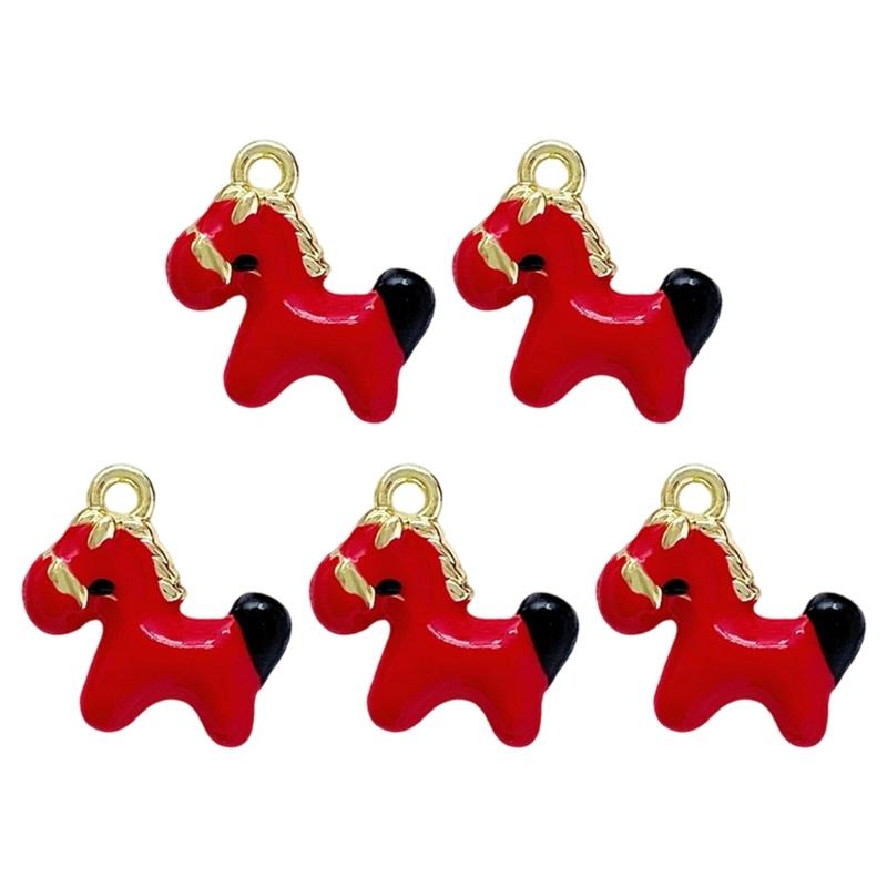Handcrafted Rocking Horse Drop Oil Charm Minimalist Alloy Pendant Accessories for Individualized Jewelry Design