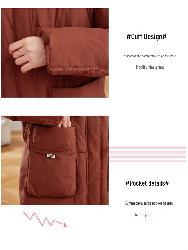 Women's Mid-Length Hooded Down Jacket - Winter Fashion Coat YE6320