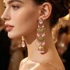 Bohemian Indian Style Fan-Shaped Metal Tassel Earrings for Women - Trendy Personalized Studs