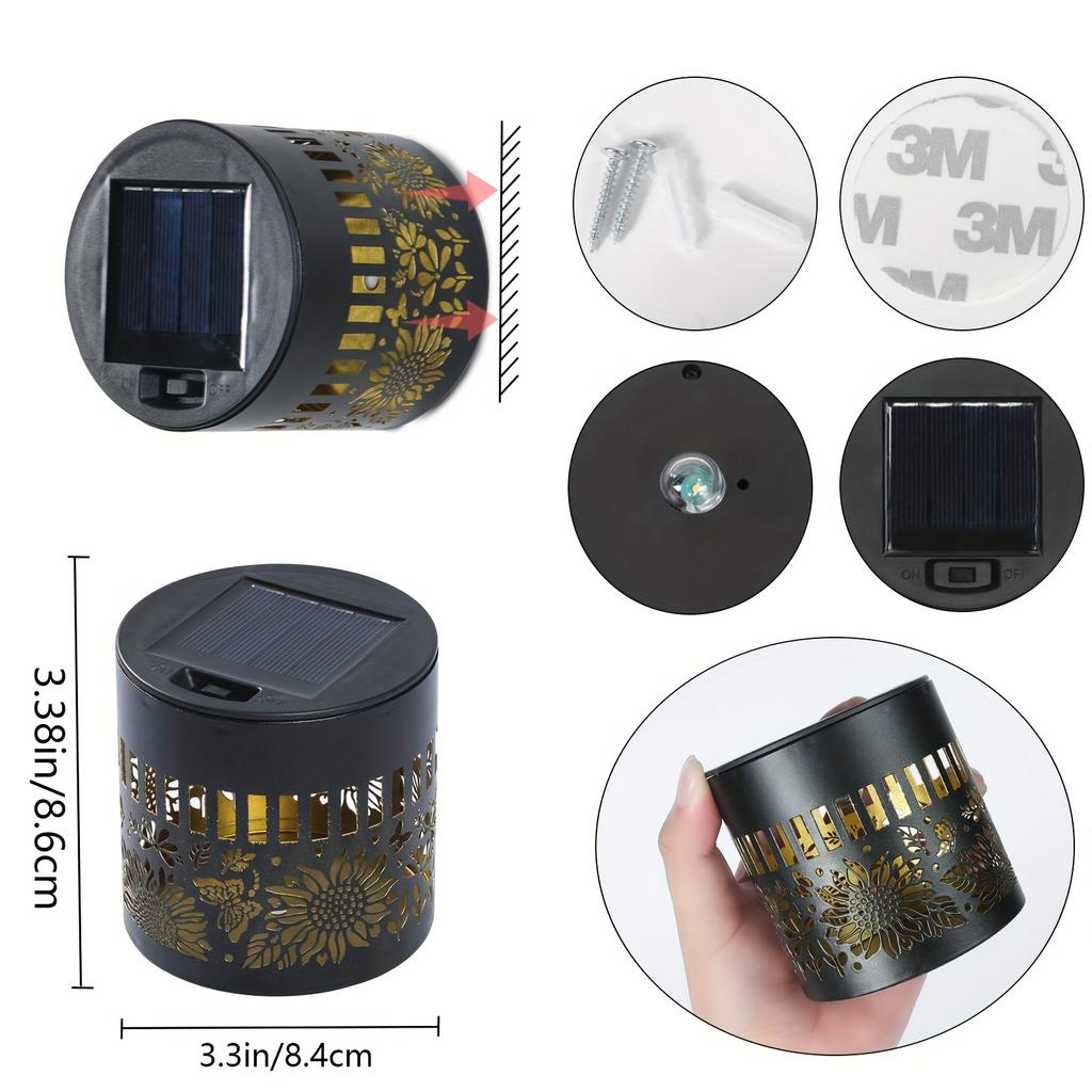 Solar Outdoor Wall Lights, Sunflower Cut-out Designs, Garden Landscape Lighting with Easy Installation, Outside Solar Lights
