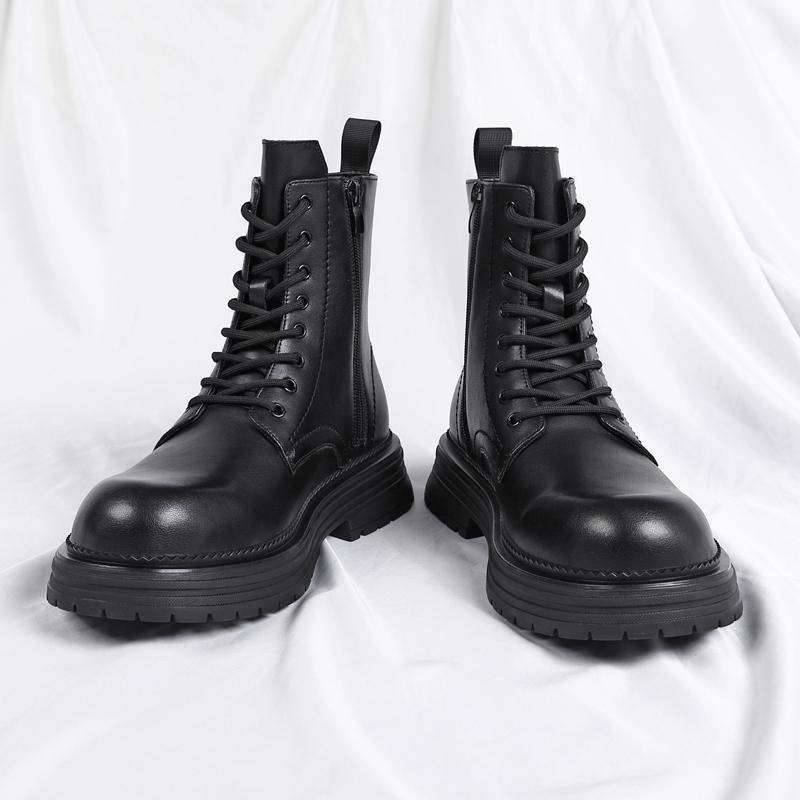 New Arrival Mens Motorcycle Boots Comfortable High Top Leather Shoes Fashion Simple Male Ankle Boots Classic Botas Walking Shoes