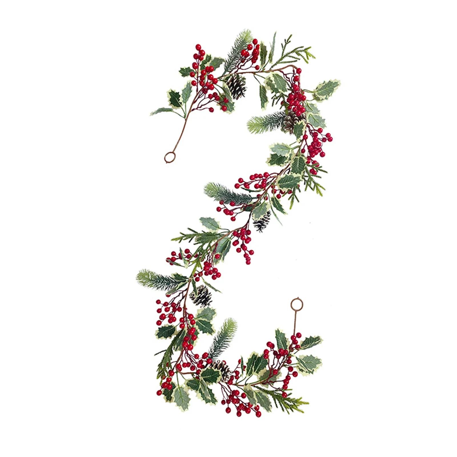 

Red White Fruit Artificial Plants Vine Christmas Wreath Garland Home Decoration Creative Durable Table Decor 180cm