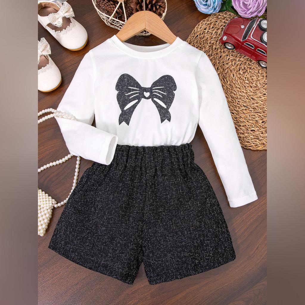 Kids Cartoon Casual Fashion Outfit Set Long Sleeve Top & Pants
