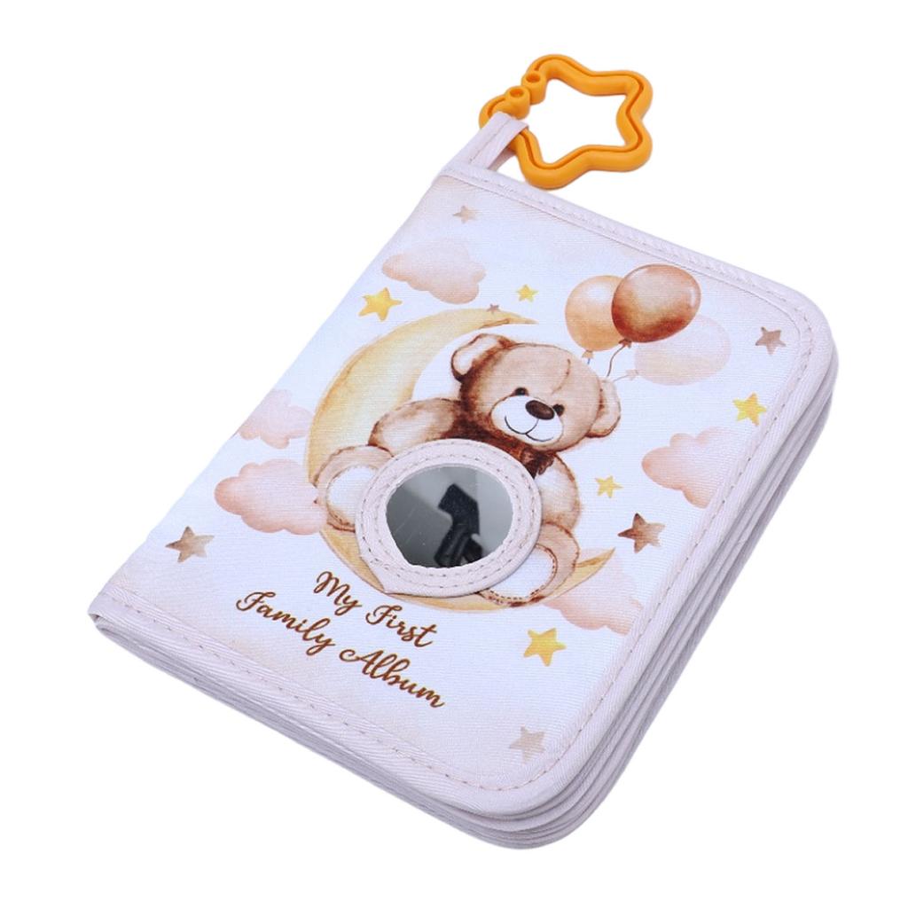 My First Family Album Soft Photo Cloth Book for Newborn Toddlers Hold 17 Photos Brown Bear Family Album Picture Book