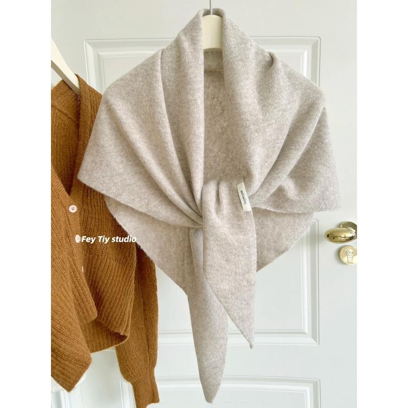 British Korean Triangle Scarf  Niche Wool  Triangular Scarf Women Headscarf Knitted Scarf Multi-functional Warm Knitted Scarf