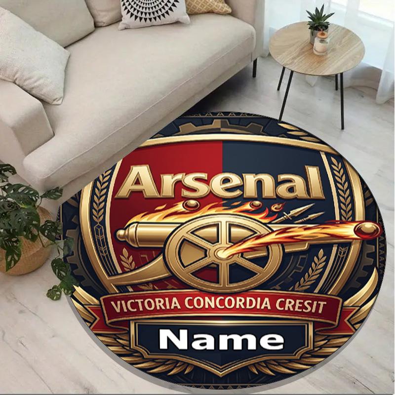 Custom Name Personalized Arsenal F.C Print Round Rug, Versatile Home Decor Carpet, for Playroom, Apartment, Balcony, Entryway, Hallway Gift