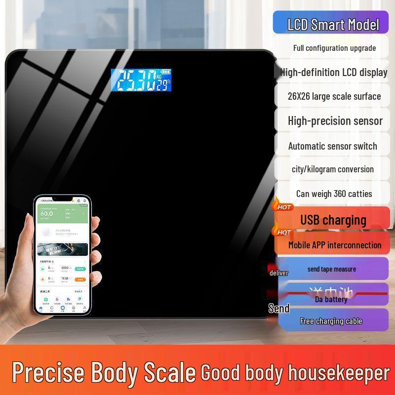 Durable Rechargeable Digital Bathroom Scale: Accurate Smart Body Fat Scale for Women