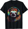 Sloth Artwork Music Colourful Animal Headphones Sloth TShirt Unisexs Unisexs Tees Top