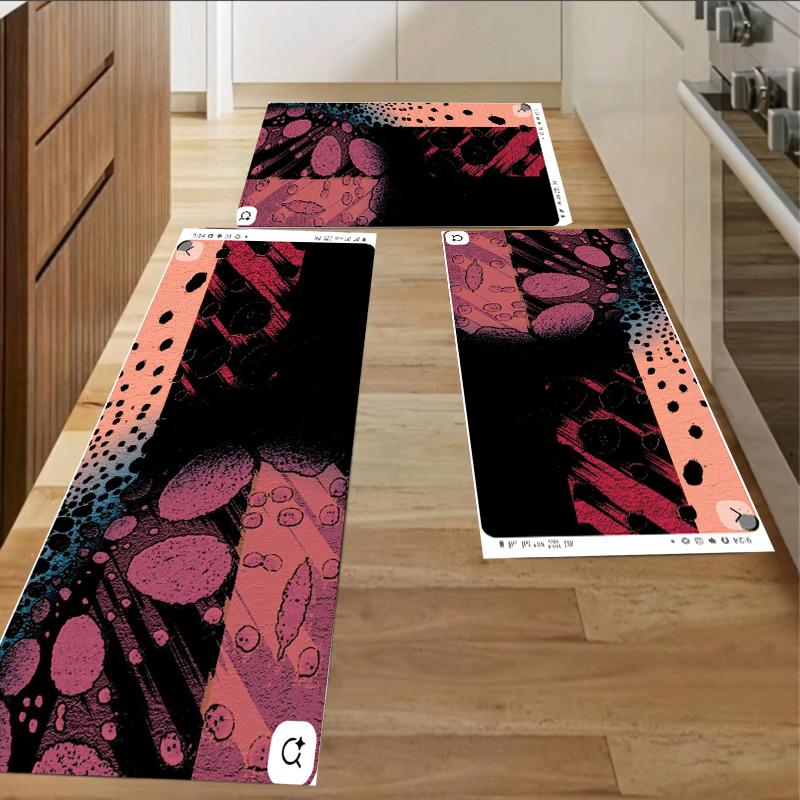 

Набор кухонных ковриков в стиле абстрактного манга с растровым рисунком - Нескользящие, водонепроницаемые и легко моющиеся напольные коврики для прихожей и ванной комнаты 160cm x 230cm