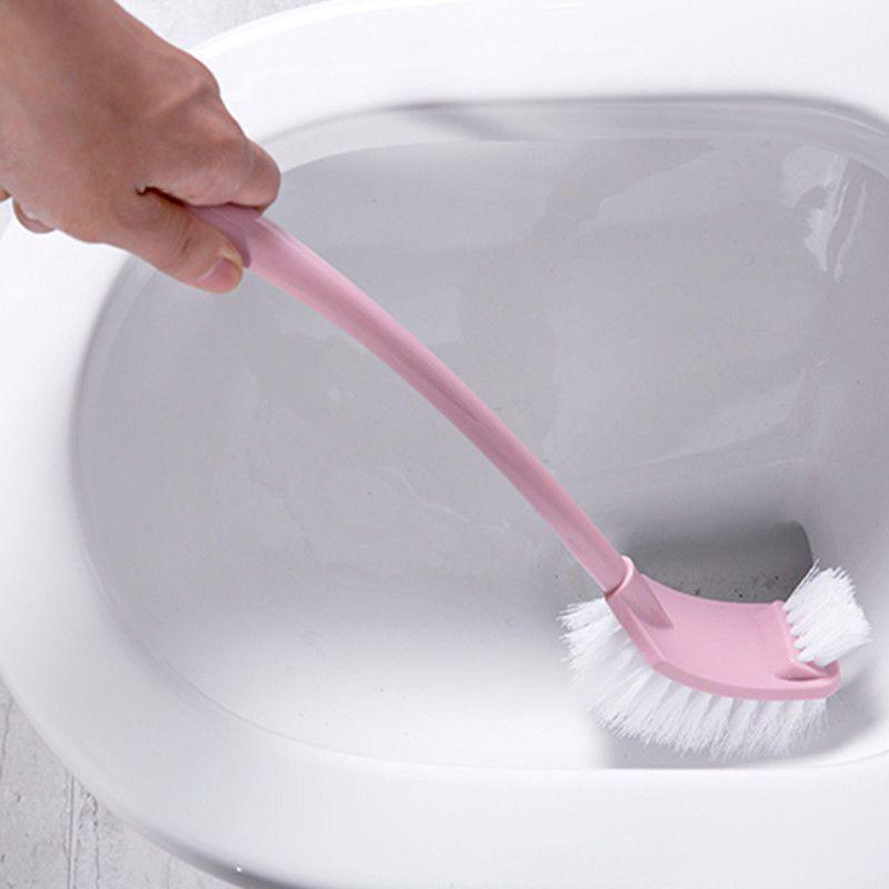 Long Handle Double-Sided Soft Bristle Toilet Brush with Curved Design for Corner and Gap Cleaning