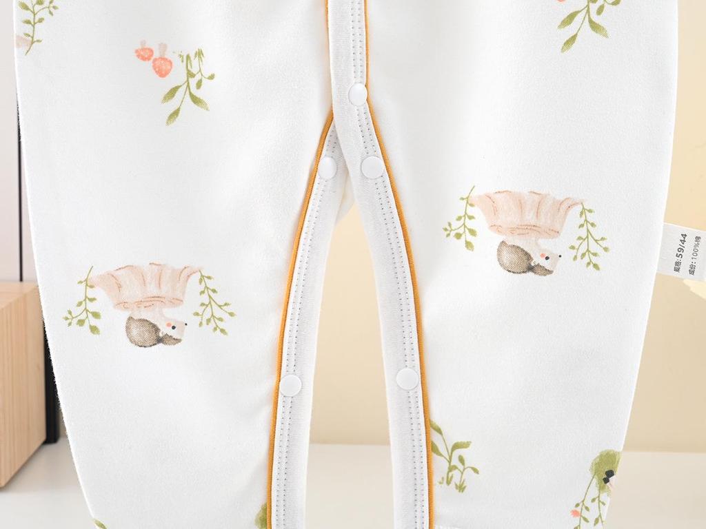 All-Season Long-Sleeve Pure Cotton Tagless Baby Bodysuit for Spring & Autumn