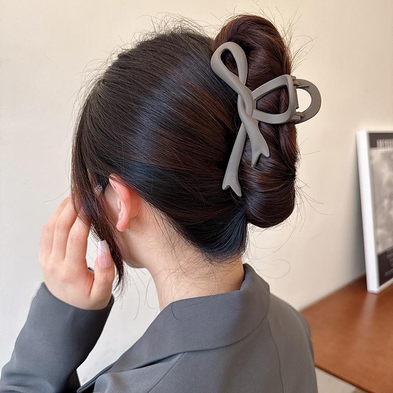 Korean Bow Large Shark Hair Clip for Women - Back of Head Hairpin