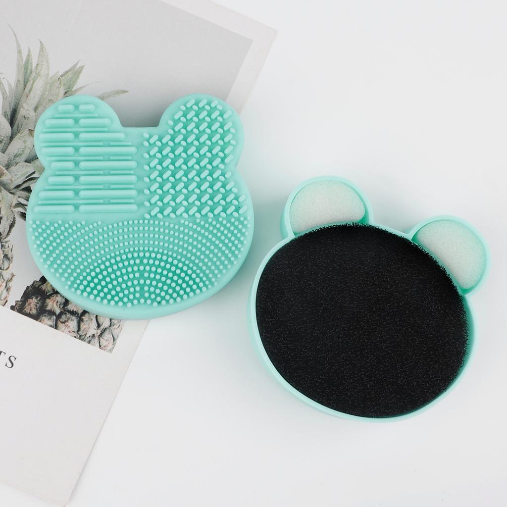 1pc Silicone Makeup Brush Cleansing Mat Wet Dry Double Use Brush Cleaner Bear Shaped Comestic Brush Washing Tool