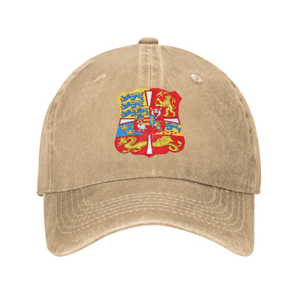 Washed Baseball Cap Coat of Arms of Denmark Spring Trucker Hat For FeUnisex Unisex Y2k Cool Hiking Fishing Sun Baseball Caps