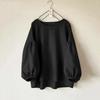 Damen Rundhals Langarm Locker Geschnitten Bluse Lässig Laternenärmel Einfarbig Vintage Oberteil