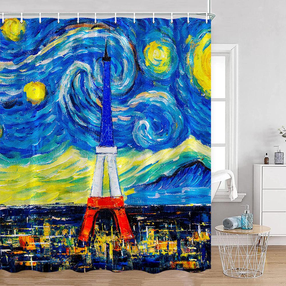 Fashion Paris Tower Shower Curtains European City View Aesthetic Bathroom Curtain Polyester Fabric Bath Decorations for Home