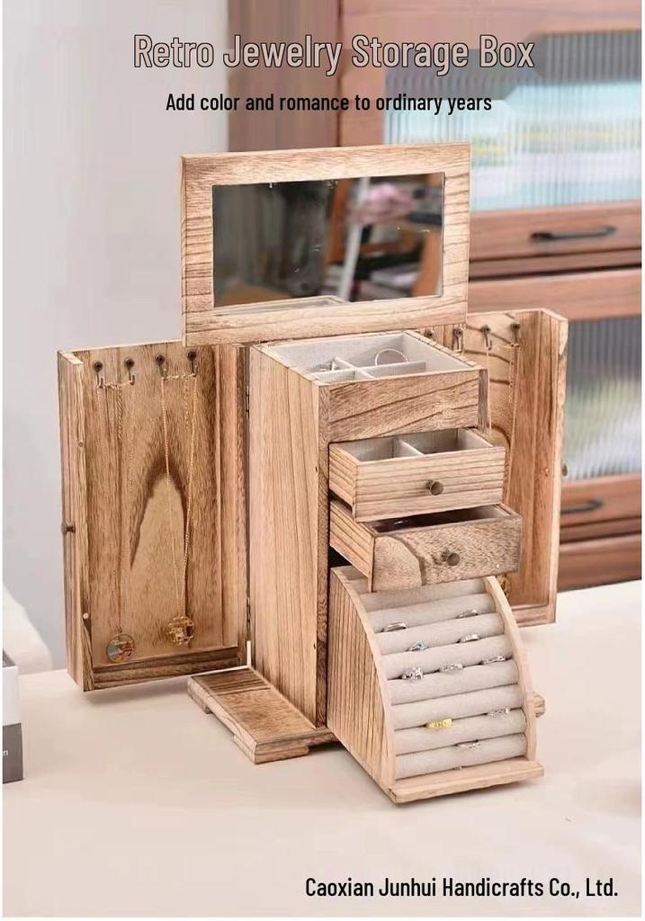 Wooden Multi-Layer Jewelry Box Display & Storage Organizer