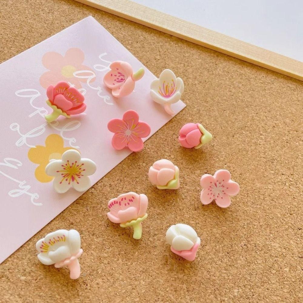 20/30Pcs 3D Sakura Pushpins Creative Pink Flower Push Pins Blackboard Push Pins  Photo Wall Decor