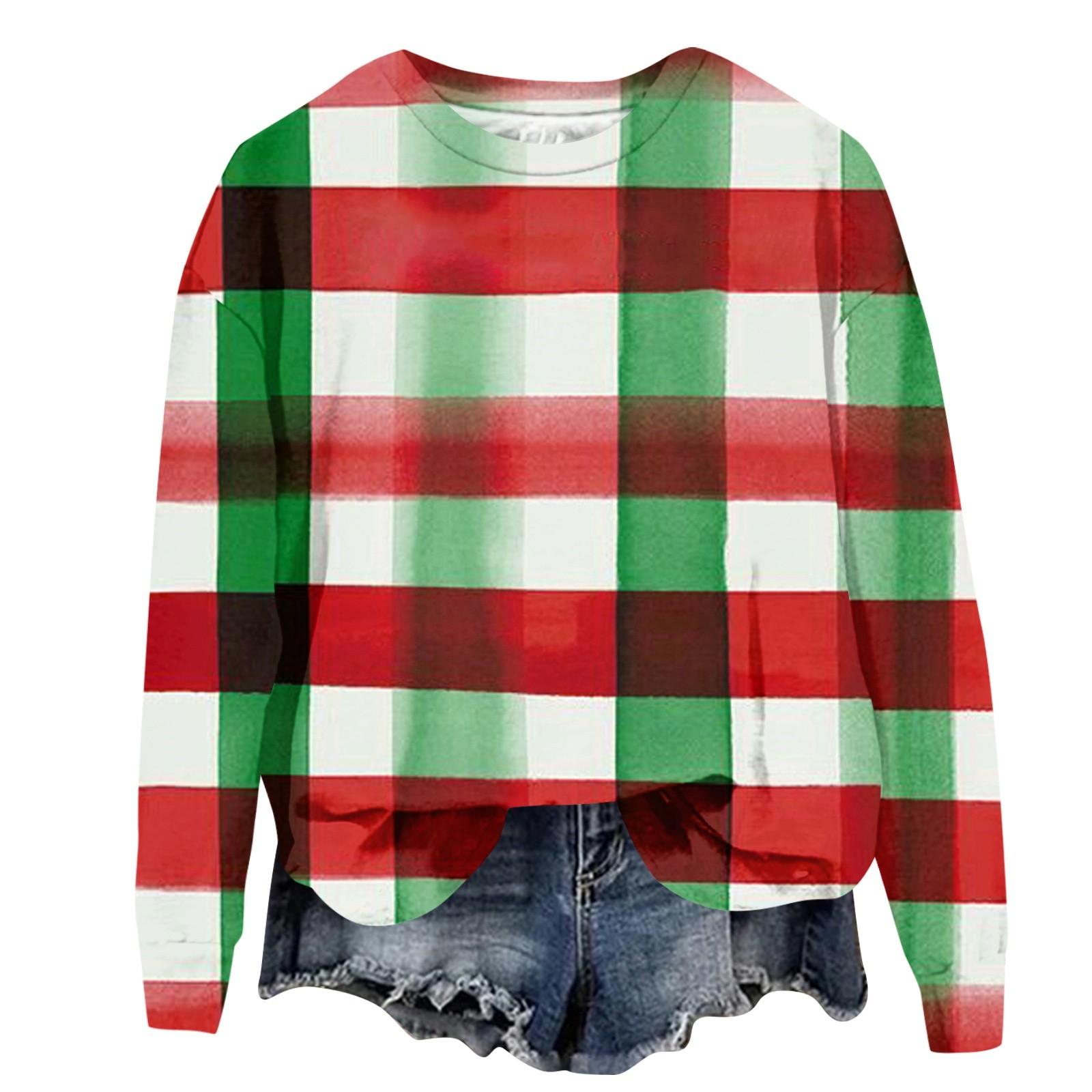 Женская модная рождественская принтованная толстовка с длинным рукавом и круглым вырезом M — фото 9