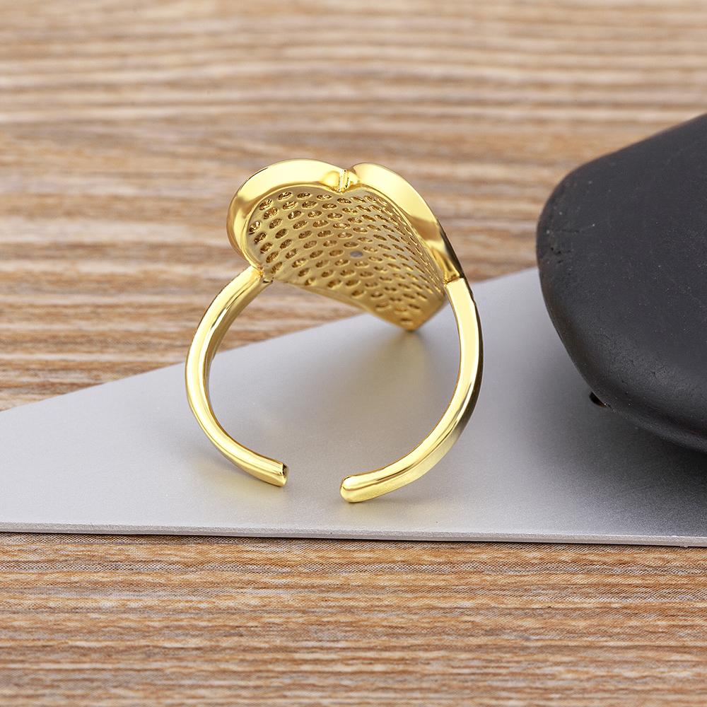 Nidin New Arrival Heart Shape Shiny Cubic Zirconia Gold Plated Ring Women's French Romantic Wedding Ring Jewelry Exquisite Gifts