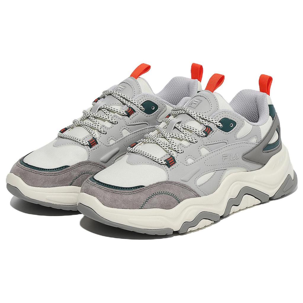 FILA Tiny Rumble Series Fabric Leather Sports Fashion Low-Top Casual Shoes Unisex Casual Shoes Light-Gray 1JM01825E_321