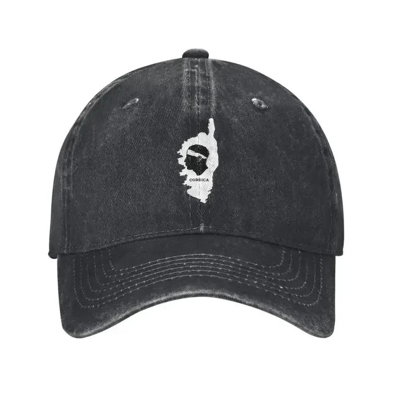 Custom Cotton Corsica Map Flag Baseball Cap for Unisex Women Adjustable French Corsican Pride Dad Hat Sports Baseball Cap