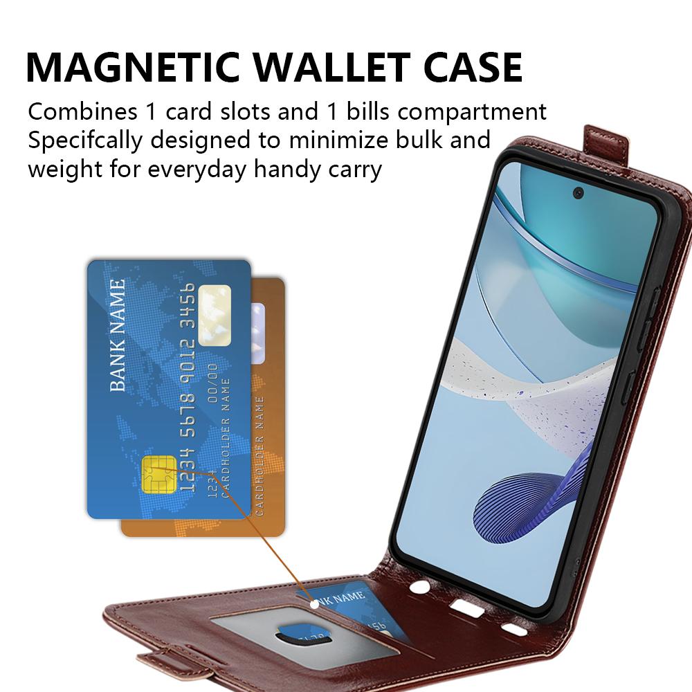 For Motorola Moto G53 5G Crazy Horse Texture PU Leather Card Holder Phone Case Vertical Flip Anti-drop Cover