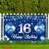 2D Plane, 1 Piece of Blue 16th Birthday Decoration Banner, Suitable for Boys and Girls In Navy Blue