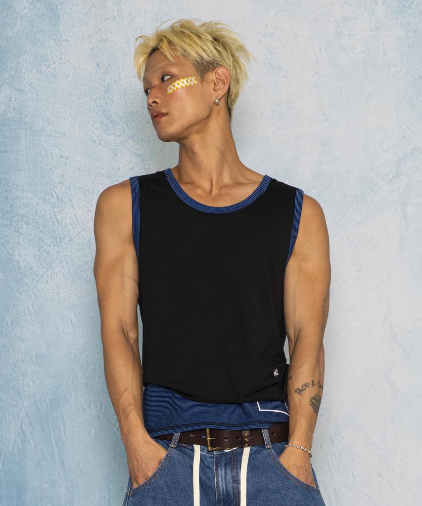 GLACK Gt186 Slope Reversible Stripe Sleeveless (Black/Navy)