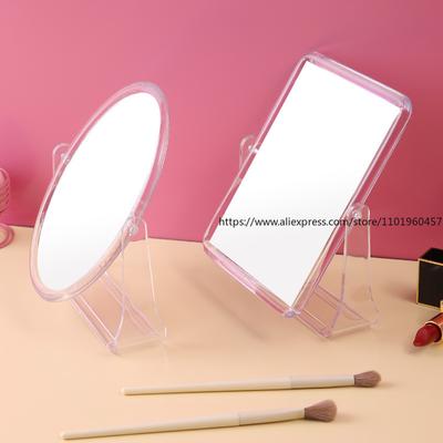 Transparent Double-Sided Vanity Mirror Rotatable Desktop Makeup Mirror Cute Square/Oval Countertop Dressing Mirror for Home Use