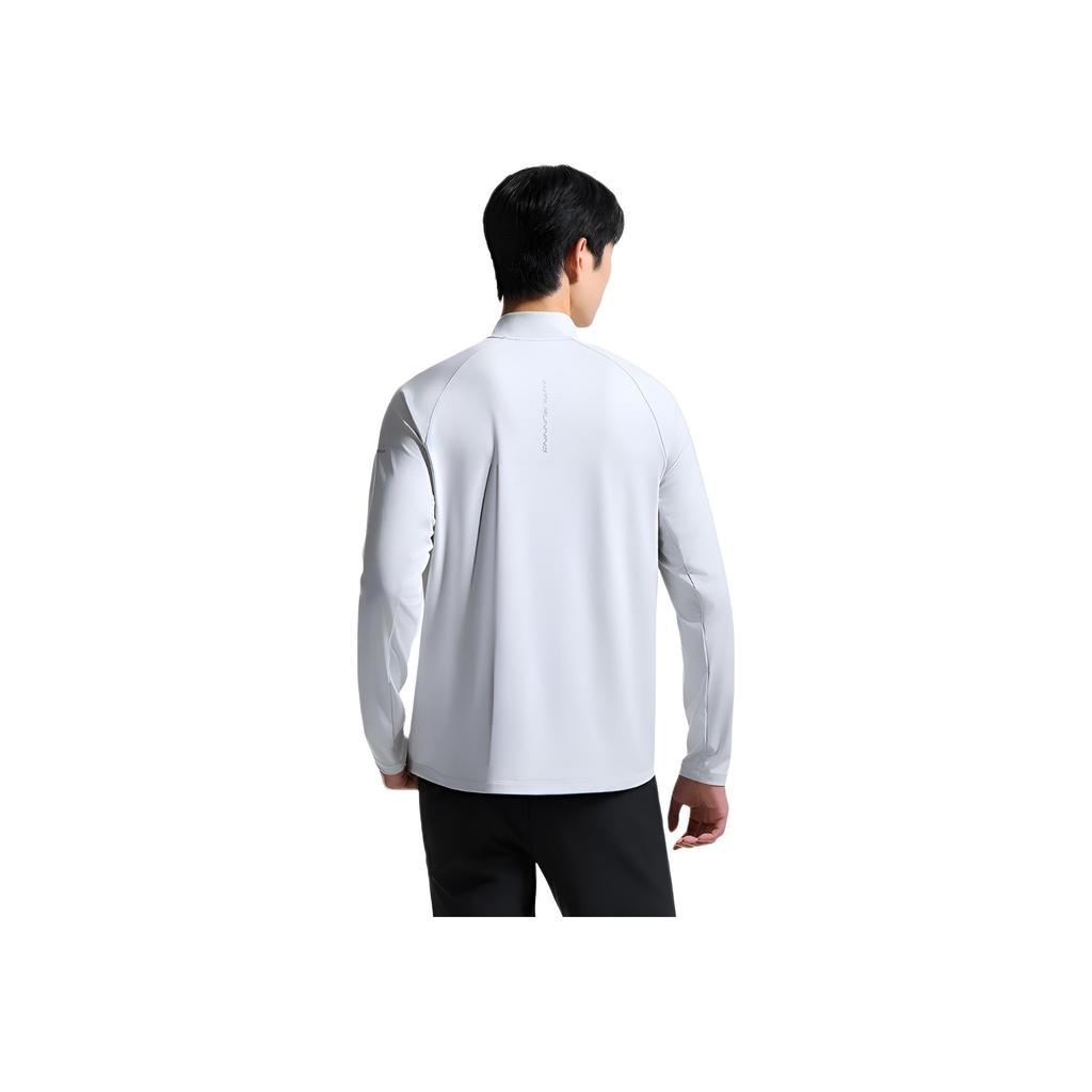 Anta Running Series Sports Pullover Solid Color Long Sleeve T-Shirt Men Tops Clear-Wind-Gray 952435402-5