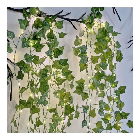 Искусственная гирлянда-гирлянда 10 футов Искусственная гирлянда из цветущей вишни Зеленая лиана-ползучка Светодиодная гирлянда 30 светодиодов Работа от батареек 3M зелёный