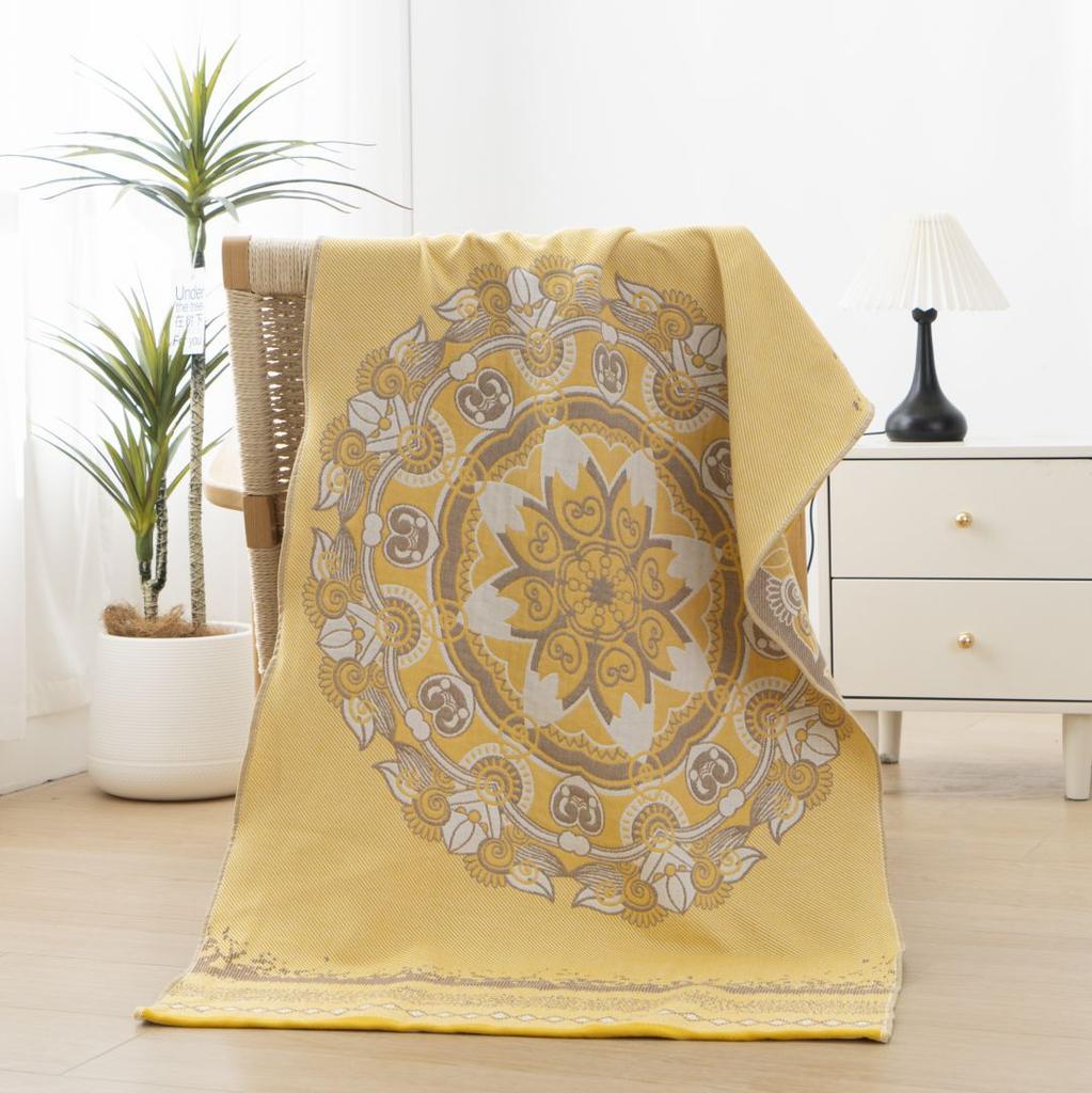 China Colored Jacquard Pure Cotton Four-Layer Gauze Bath Towel Men Women Extra-Large Adult Beach Towel Soft Absorbent