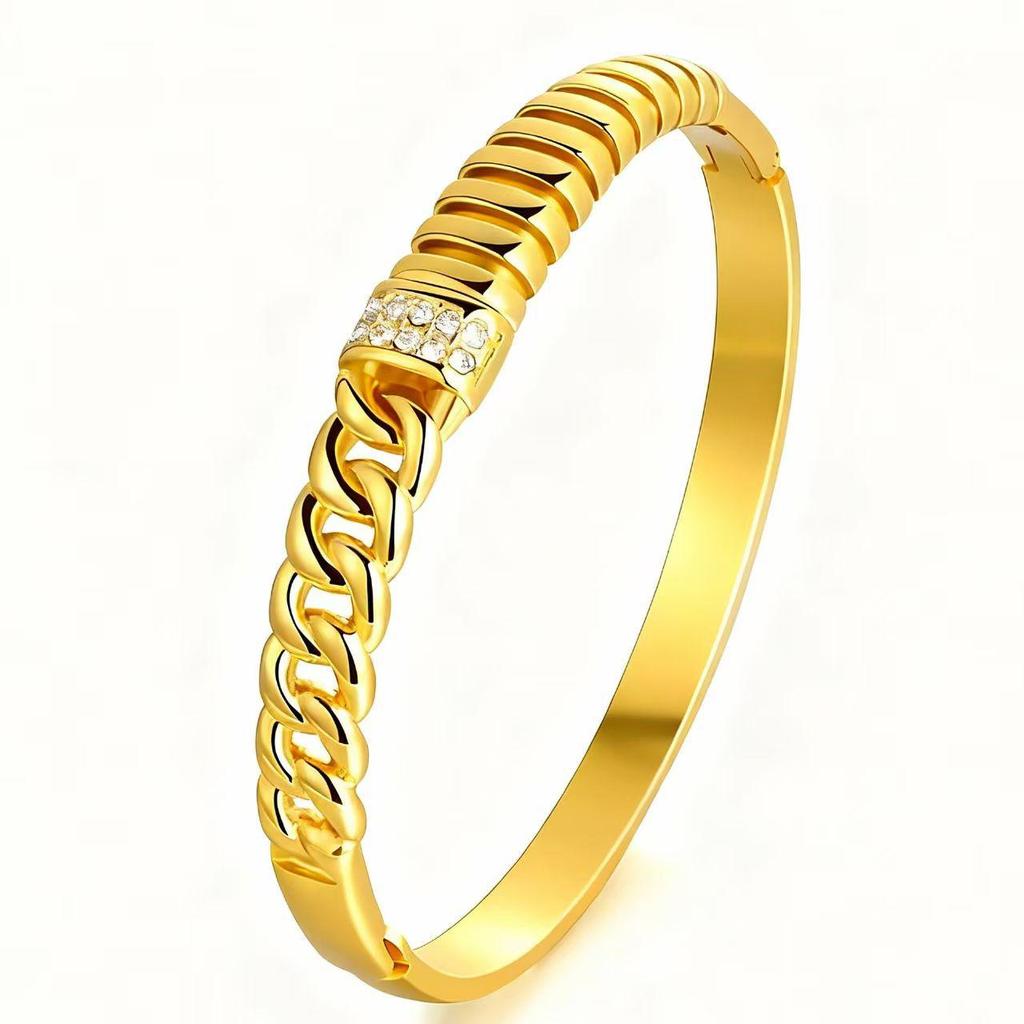 High-Grade Stainless Steel Diamond Inlaid Versatile Bracelet for Girls