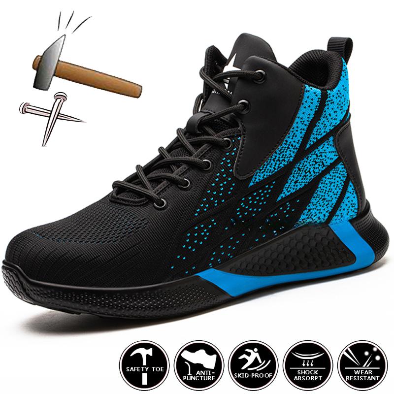 Botas de trabajo indestructibles, zapatos de seguridad para hombres, zapatos de trabajo ligeros y transpirables, botas de seguridad con punta de acero, zapatillas de trabajo antigolpes para hombres