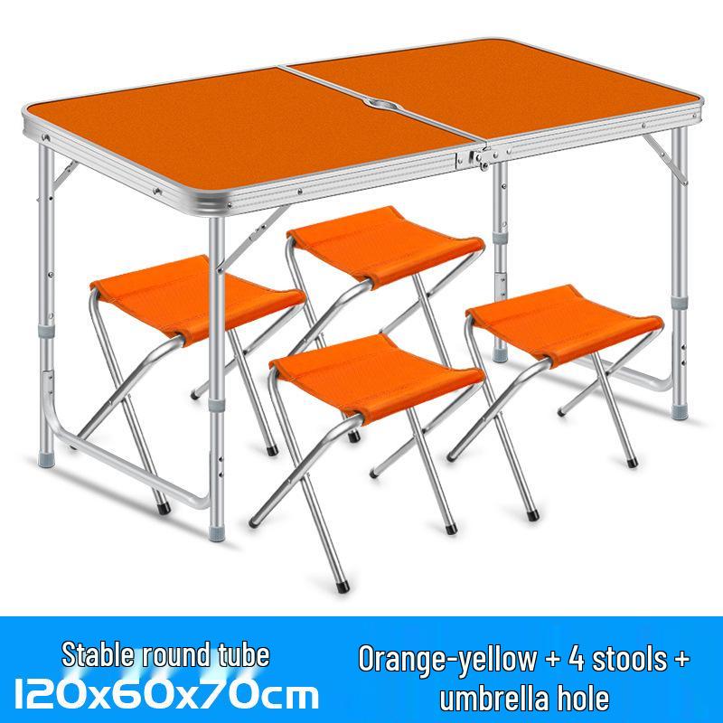 Portable Aluminum Alloy Folding Table and Chair Set for Outdoor Camping and Street Stalls