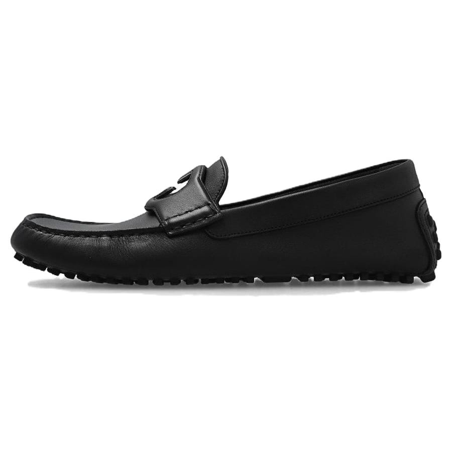 GUCCI Interlocking G-plaque Leather Loafers 730148 1XH60 1000
