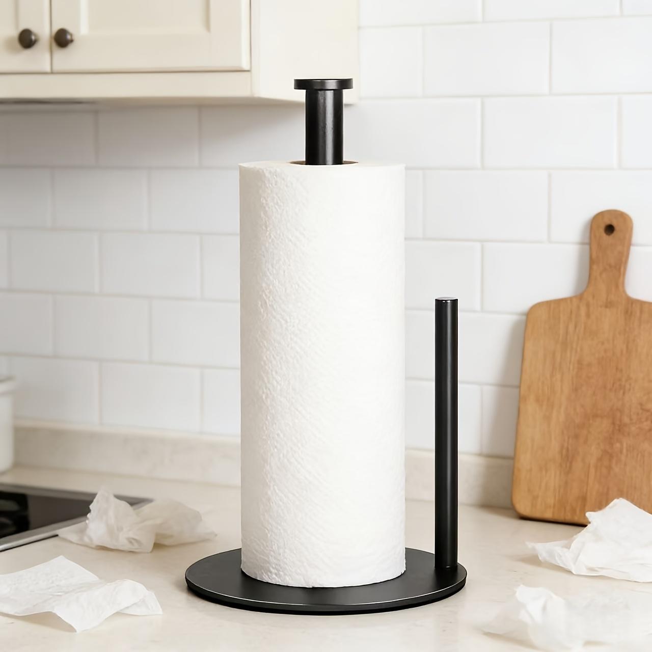

Popular kitchen paper towel holder Non-slip base roll paper holder Stainless steel vertical tissue holder Home Kitchen Storage Gadget No paper towels