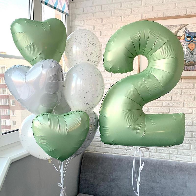 40inch Olive Green Digital Foil Balloons Number 0 1 2 3 4 5 6 7 8 9 Kids Adult Birthday Wedding Party Decorations Baby Shower