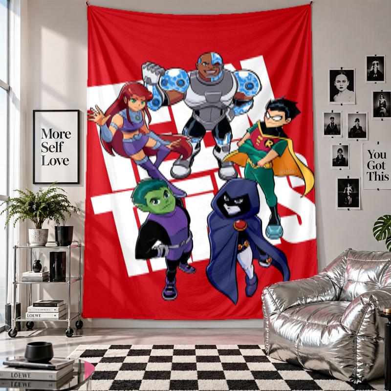 Wandteppich Teen Titans Go Kunst Hängendes Tuch Dekorativer Hintergrundbezug für die Raumdekoration